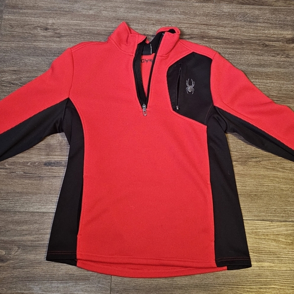 SPYDER Mens Cold WeatherQuarter Zip Pullover Red/Black Sweater/Sweatshirt SZ M - Picture 10 of 15